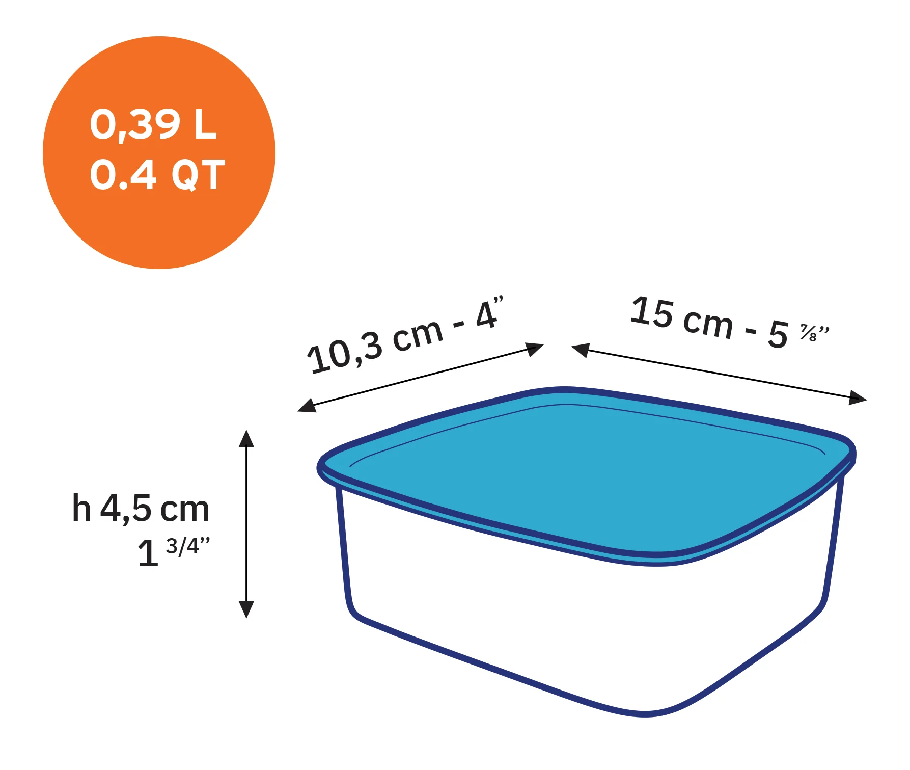 Freshbox Rectangular Storage Set - 3 Pieces ( .4, 1.1, 1.7 Quart) + Lids - Final Sale - Image 3